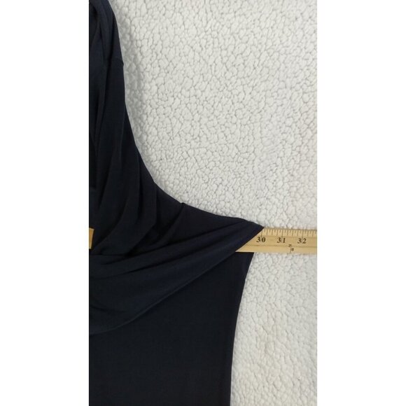 CARMEN Marc Valvo Womens Blouse Plus Size 3X Navy Blue Button Up Bling Stretch - Picture 9 of 16